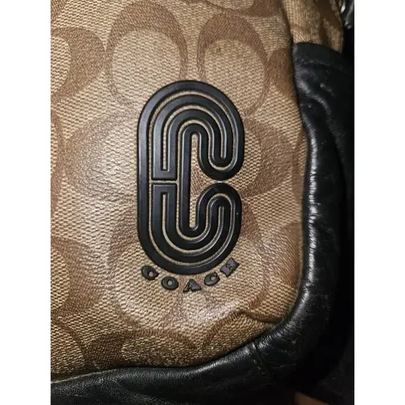 COACH Edge Backpack In Signature Canvas C Tan Leather Unisex Crossbody 13x10x3.5 - Picture 16 of 16